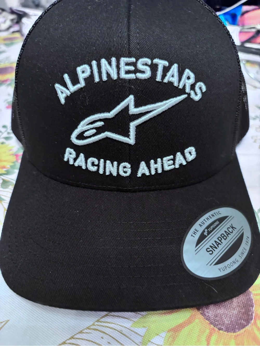 Alpinestars Black Snapback Hat with White Embroidered Logo